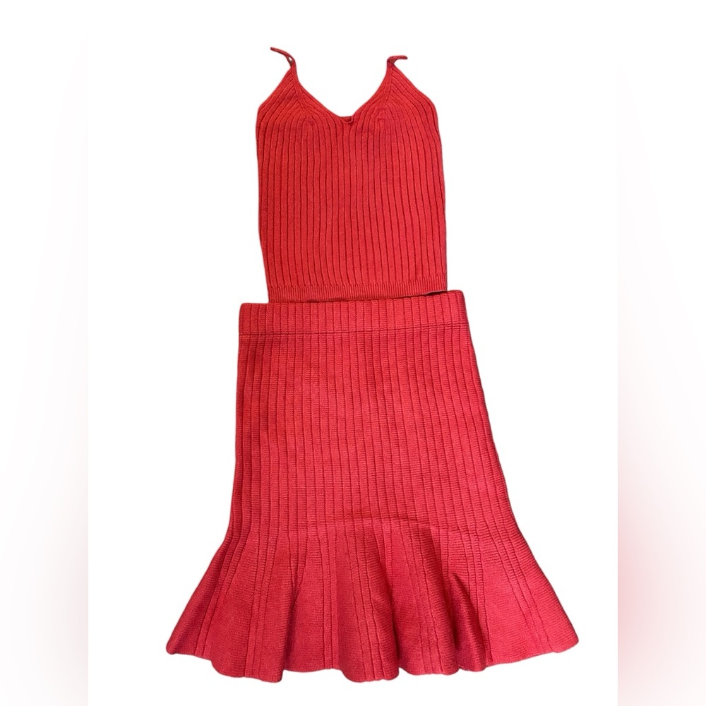 Olivaceous Knit Skirt Knit Tank Top Set Red Orange NWT Size Medium
